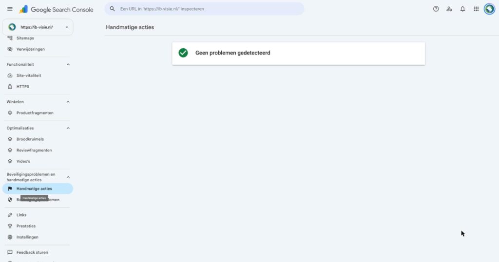 Handmatige acties in Google Search Console