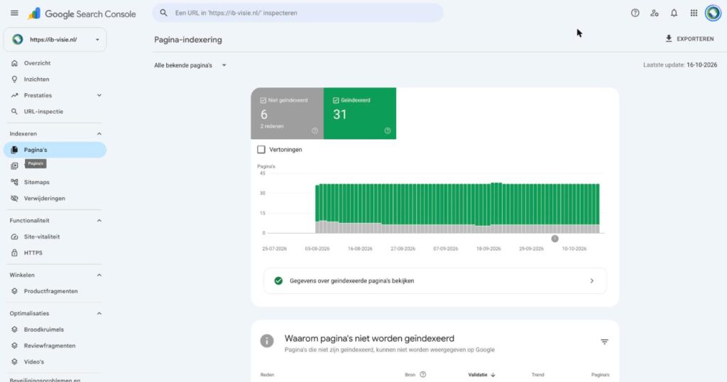 Rapport pagina-indexering in Google Search Console