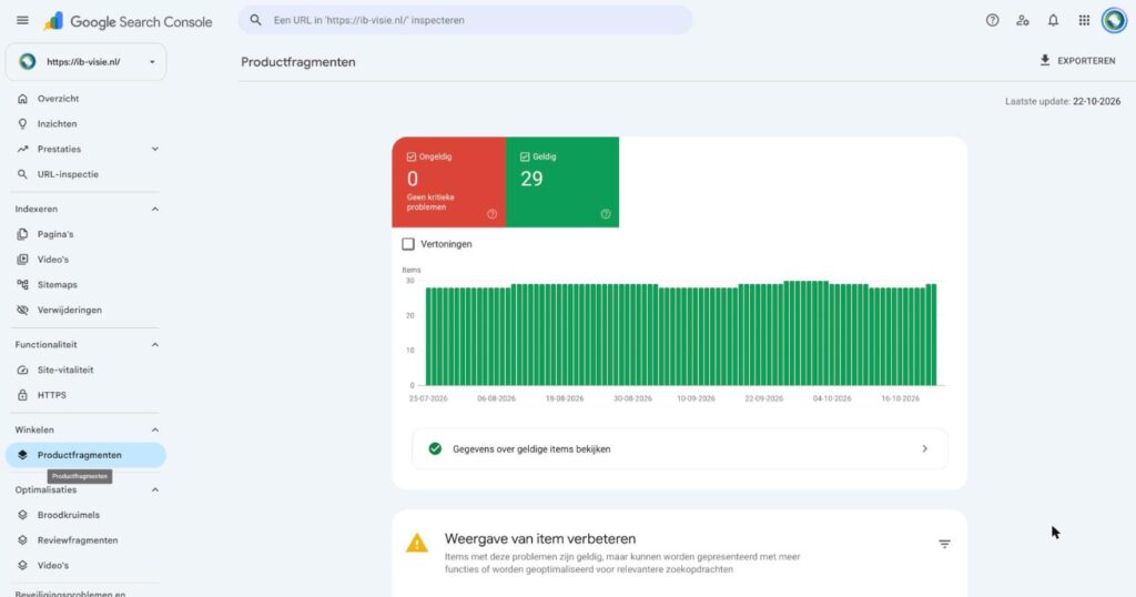 Rapport productfragmenten in Google Search Console
