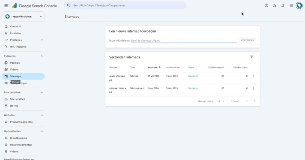 Sitemaps toevoegen en controleren in Google Search Console