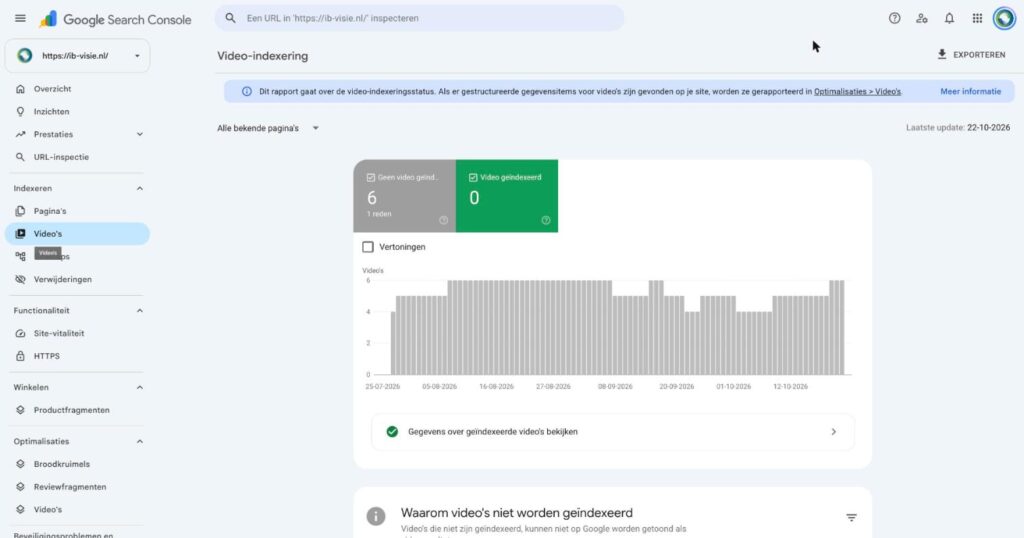 Rapport video-indexering in Google Search Console